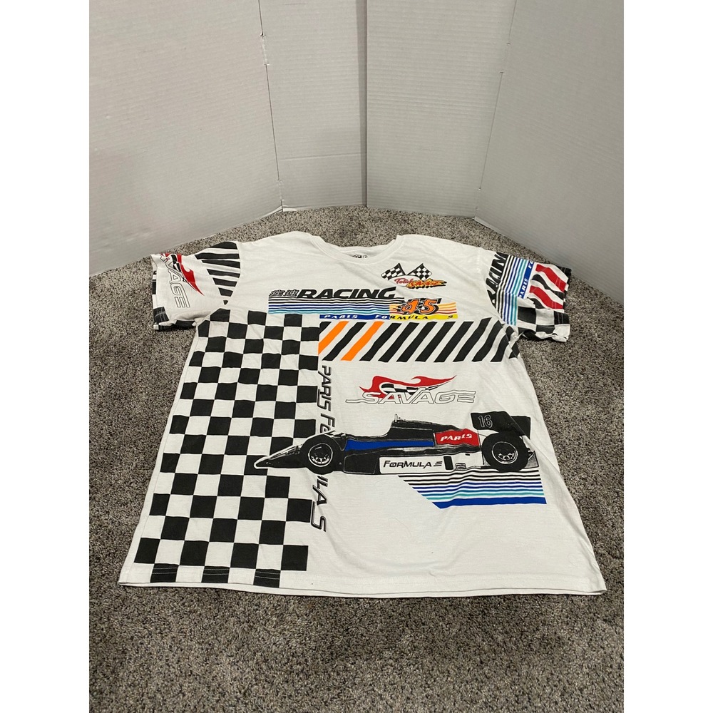 Graphic Tee Fresh Laundry Mens White Excellent Racing Formula 1 Savage 2XL